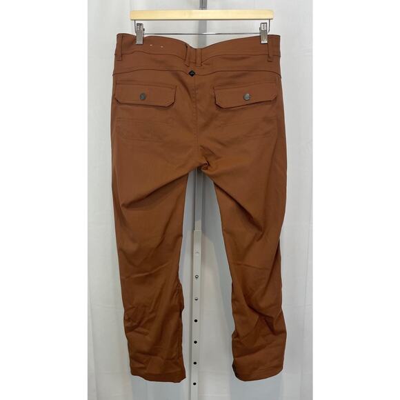 PRANA Halle Pants Zip Fly Roll Up Hike Travel Stretch Nylon Rust Brown 12 SHORT - Picture 2 of 12